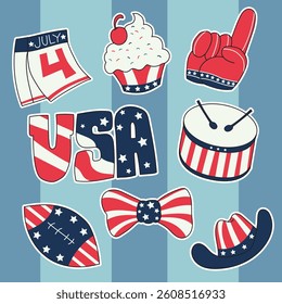 Fourth of July Celebration Patriotic Icons and Symbols