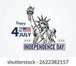 Fourth of July Celebration Poster with Statue of Liberty with American flag