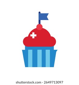 Fourth of July Cupcake with American Flag Topper