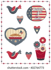 Fourth of July Decorative Set - Country style Fourth of July patriotic set with eight different designs. Eps10