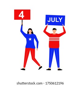 Fourth of July with flat character