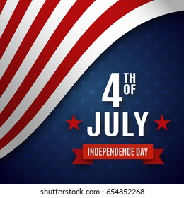 Fourth of July greeting card template. United States of America Independence day poster, brochure design. Vector illustration