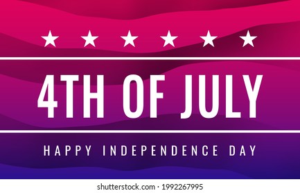 Fourth of July. Happy Independence Day. Greeting card in the style of the US flag. USA national holiday commemorating the Declaration of Independence of the United States, on July 4, 1776. Vector