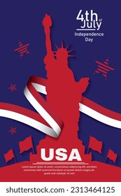 fourth of july happy independence day banner. template for greeting, poster and card. Flag of the United States. vector illustration