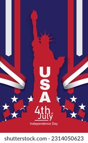 fourth of july happy independence day banner. template for greeting, poster and card. Flag of the United States. vector illustration