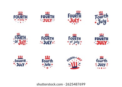 Fourth of July Hat Logos Collection.