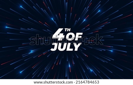 Fourth of july holiday background with fireworks and sparkle celebration lights. American independence day poster template. USA 4th of July greeting card. Vector illustration