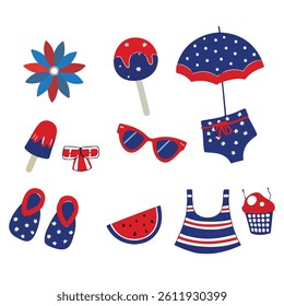 Fourth of July a Icons Set