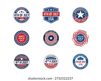 Fourth July Independence Badges Set
