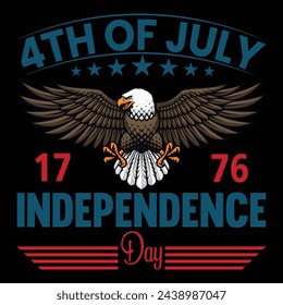 Fourth of July Independence Day America T shirt Design Vector Illustration. Happy Independence day USA 4 th July in United States of America. Vector illustration.