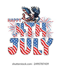 Fourth of July Independence Day America T shirt Design Vector Illustration. America Day, independence Day, USA Flag, Us Holidays, Patriotic, All American T-shirt