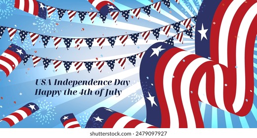 The Fourth of July, independence day with American flag pattern.