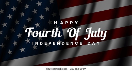Fourth Of July Is Independence Day. American flag. Great for posters, banners and social media. Black background.