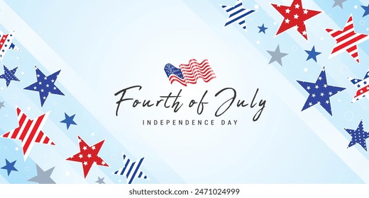 Fourth of July independence day background illustration with stars and stripes for greeting cards, flyers, banners, posters, etc. Vector illustration. 