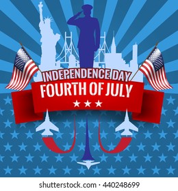 Fourth of July. Independence day background with usa flag