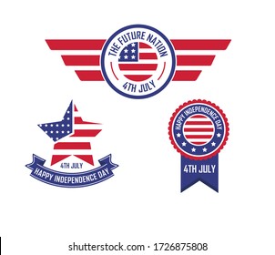 Fourth of July Independence Day badges. Vector illustration