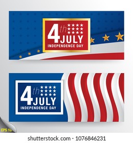 Fourth of July Independence Day. Banner Design Template