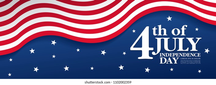 fourth of july independence day banner layout design, vector illustration