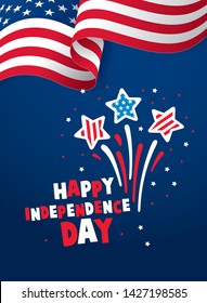 fourth of july independence day banner layout design, vector illustration