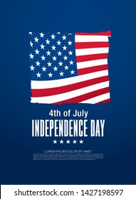 fourth of july independence day banner layout design, vector illustration