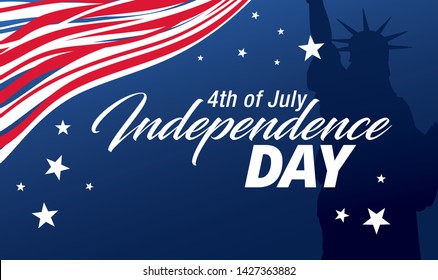 fourth of july independence day banner layout design, vector illustration