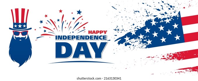 fourth of july independence day banner layout design, vector illustration