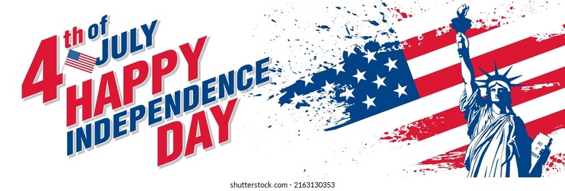 fourth of july independence day banner layout design, vector illustration