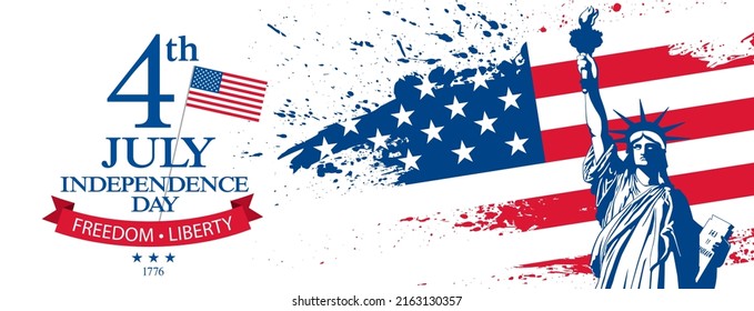 fourth of july independence day banner layout design, vector illustration