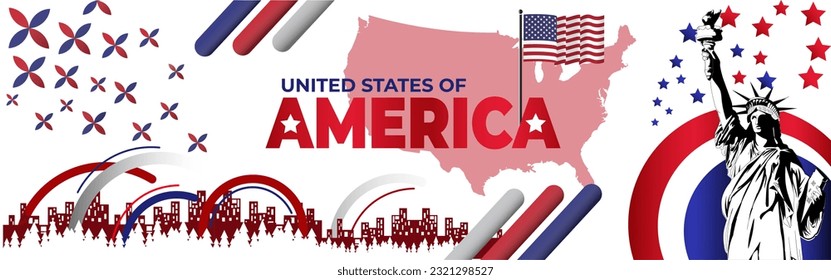 fourth of july independence day banner layout design, vector illustration