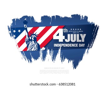 Fourth of July Independence Day, brush stroke background