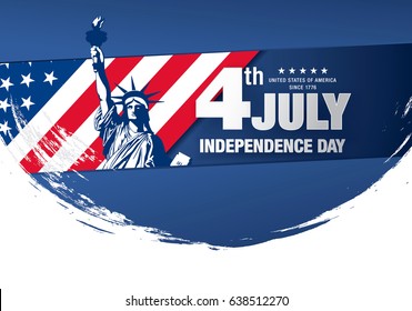 Fourth of July Independence Day, brush stroke background