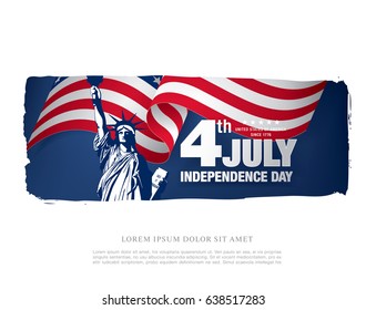 Fourth of July Independence Day, brush stroke background