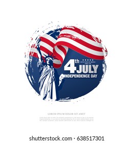Fourth of July Independence Day, brush stroke background
