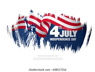 Fourth of July Independence Day, brush stroke background