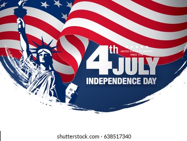 Fourth of July Independence Day, brush stroke background