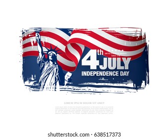 Fourth of July Independence Day, brush stroke background