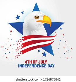 Fourth of July Independence Day concept with bald eagle. Vector illustration