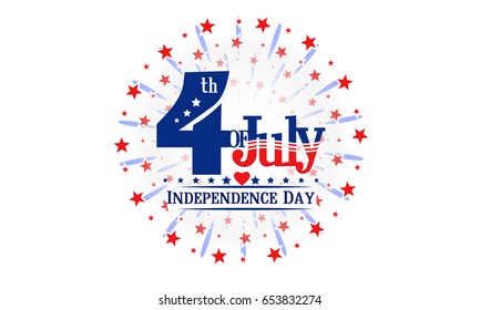 Fourth of July independence day. Flat icon. Salute icon in color American flag.