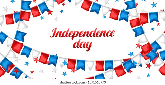 Fourth of July Independence Day greeting card. American patriotic illustration.