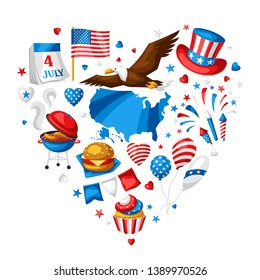 Fourth of July Independence Day greeting card. American patriotic illustration.