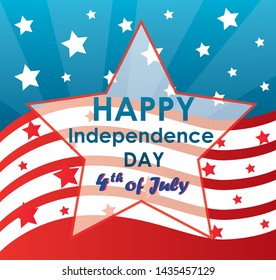 Fourth of July. Independence day greeting card, poster, flyer. Patriotic banner for website template. July 4th typographic design. Vector illustration.