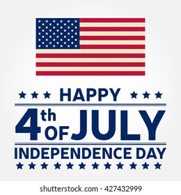 Fourth of July. Independence day greeting card, poster, flyer. Patriotic banner for website template. July 4th typographic design. Vector illustration. 