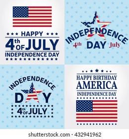 Fourth of July. Independence day greeting card, poster, flyer. Patriotic banner for website template. July 4th typographic design. Vector illustration.