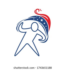 Fourth of July Independence Day. a man with american flag logo Vector illustration