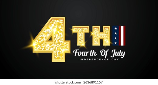 Fourth Of July Is Independence Day. Number four. Great for posters, banners and social media. Black background.