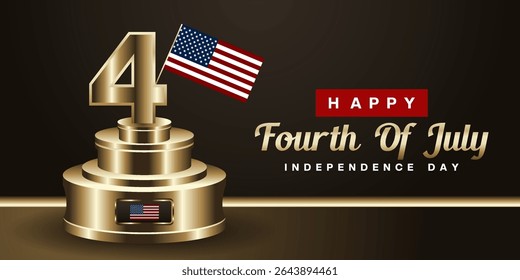 Fourth Of July Independence Day. Number four and more. Suitable for posters, banners and social media. Dark background.
