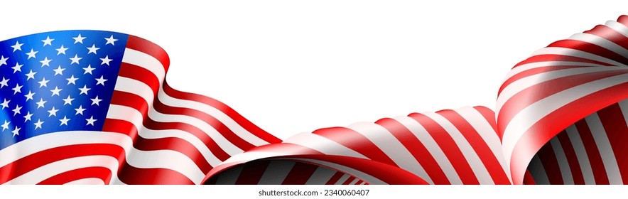 A Fourth of July Independence Day patriotic frame border background design element with an American Flag design element