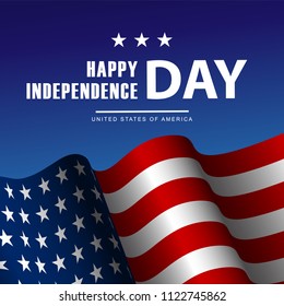 Fourth of July Independence Day poster or card template with american flag. 