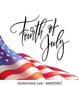 Fourth of July Independence Day poster or card template with american flag. Vector illustration EPS10