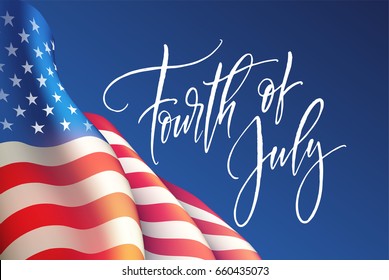 Fourth of July Independence Day poster or card template with american flag. Vector illustration EPS10